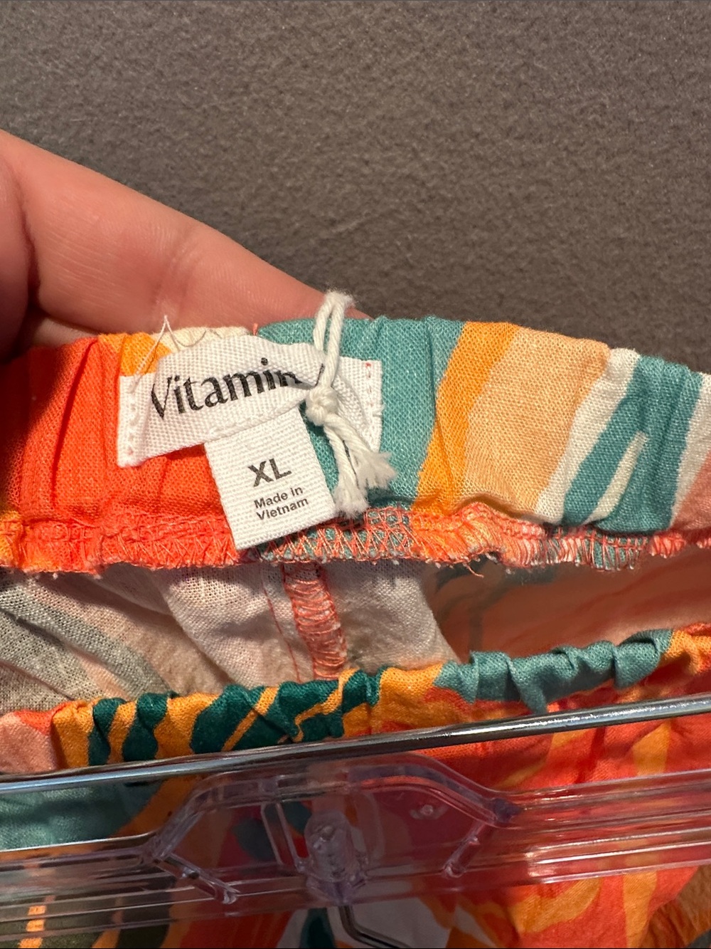 Vitamin A Tropical Button-Down Shirt and Matching Shorts in Orange, Teal & Pink - Picture 9 of 9